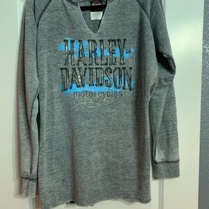 Harley-Davidson Gray and Blue Long Sleeve Tee